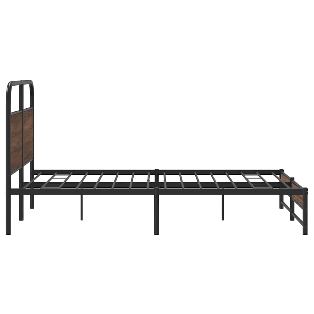 Metal Bed Frame without Mattress Brown Oak 160x200 cm