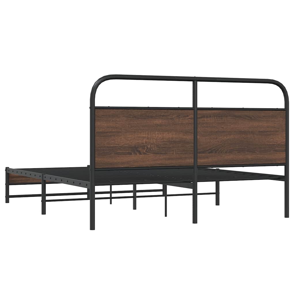 Metal Bed Frame without Mattress Brown Oak 160x200 cm