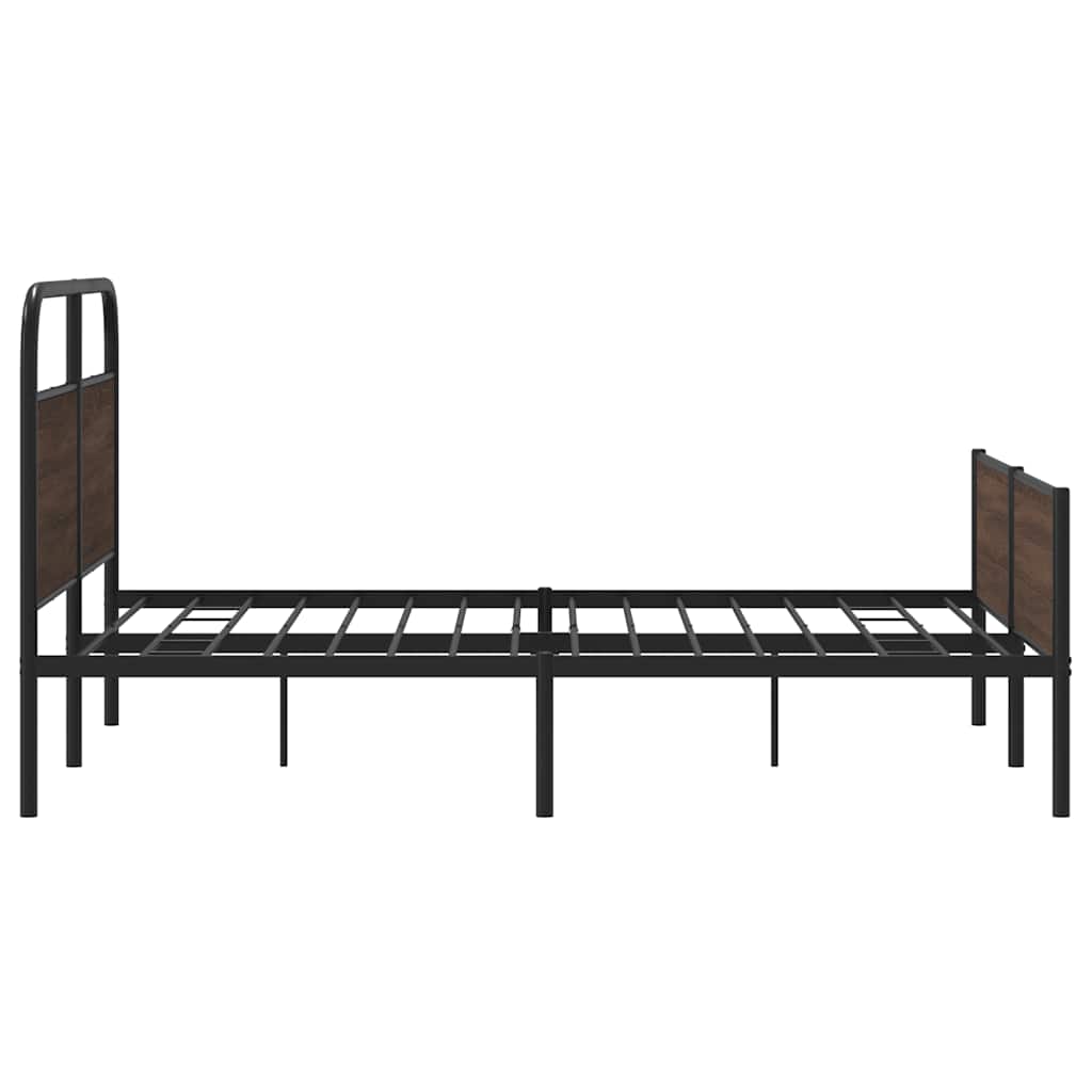 Metal Bed Frame without Mattress Brown Oak 150x200 cm King Size
