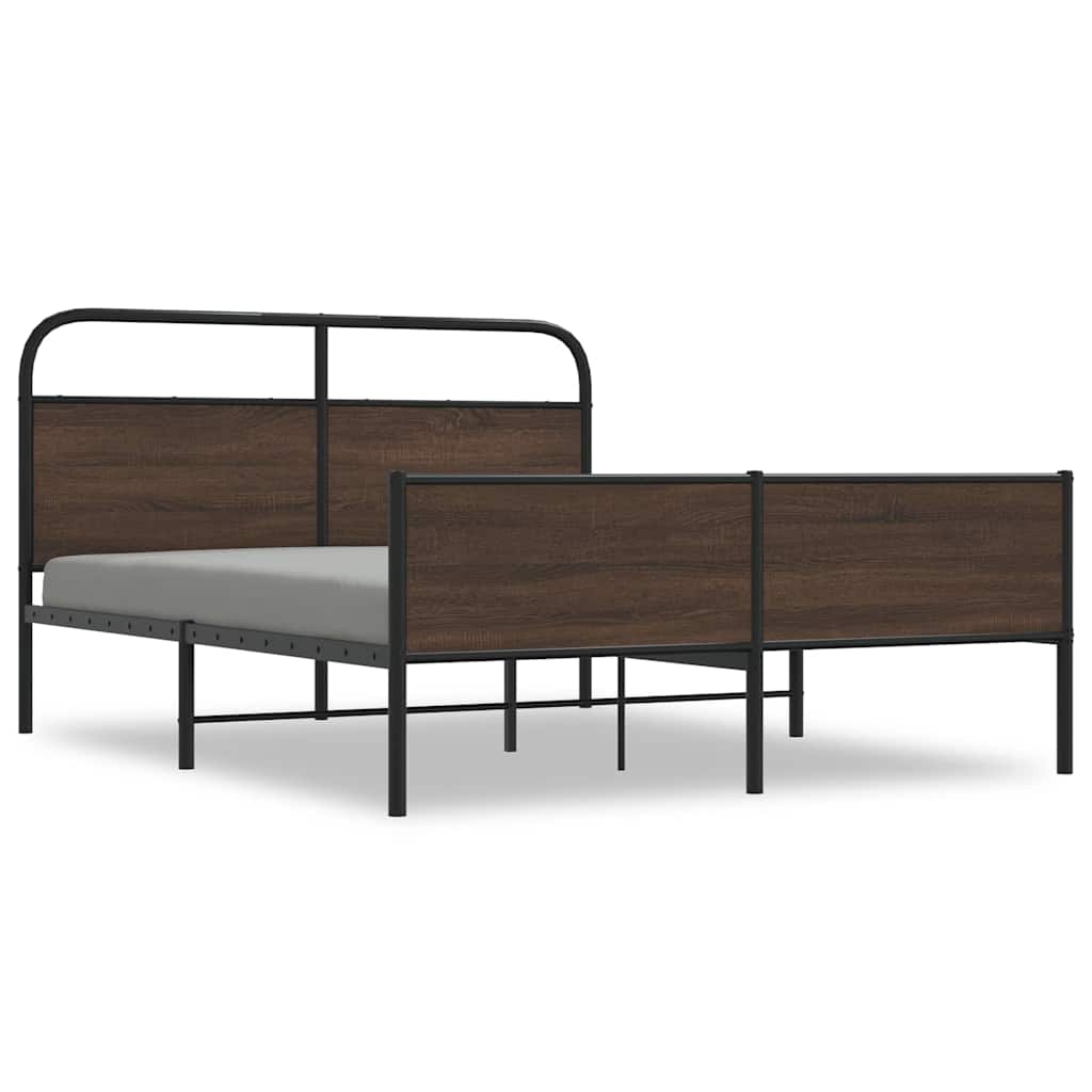 Metal Bed Frame without Mattress Brown Oak 160x200 cm