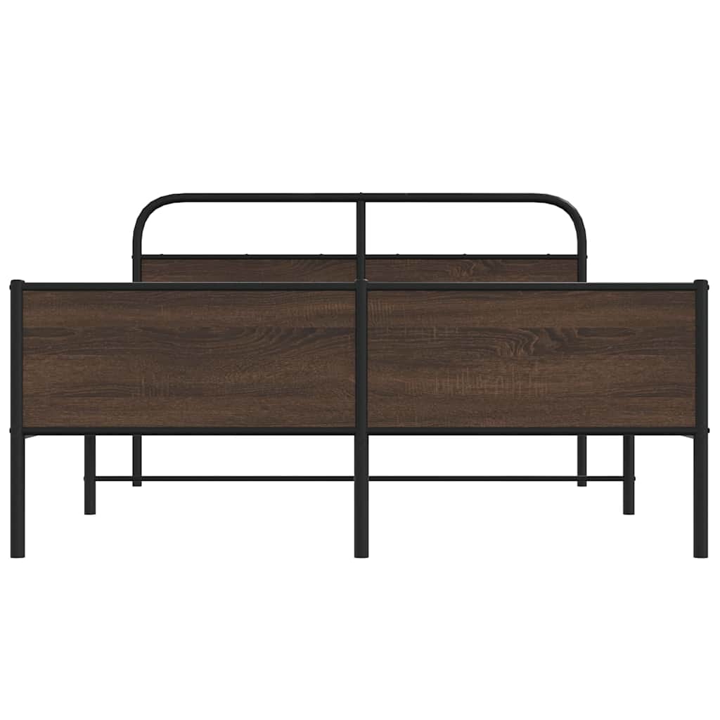 Metal Bed Frame without Mattress Brown Oak 160x200 cm