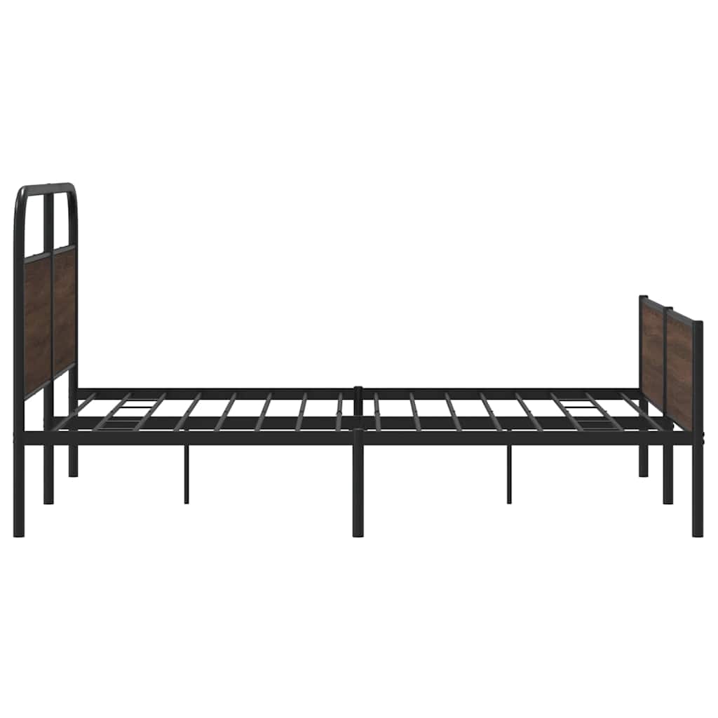 Metal Bed Frame without Mattress Brown Oak 160x200 cm