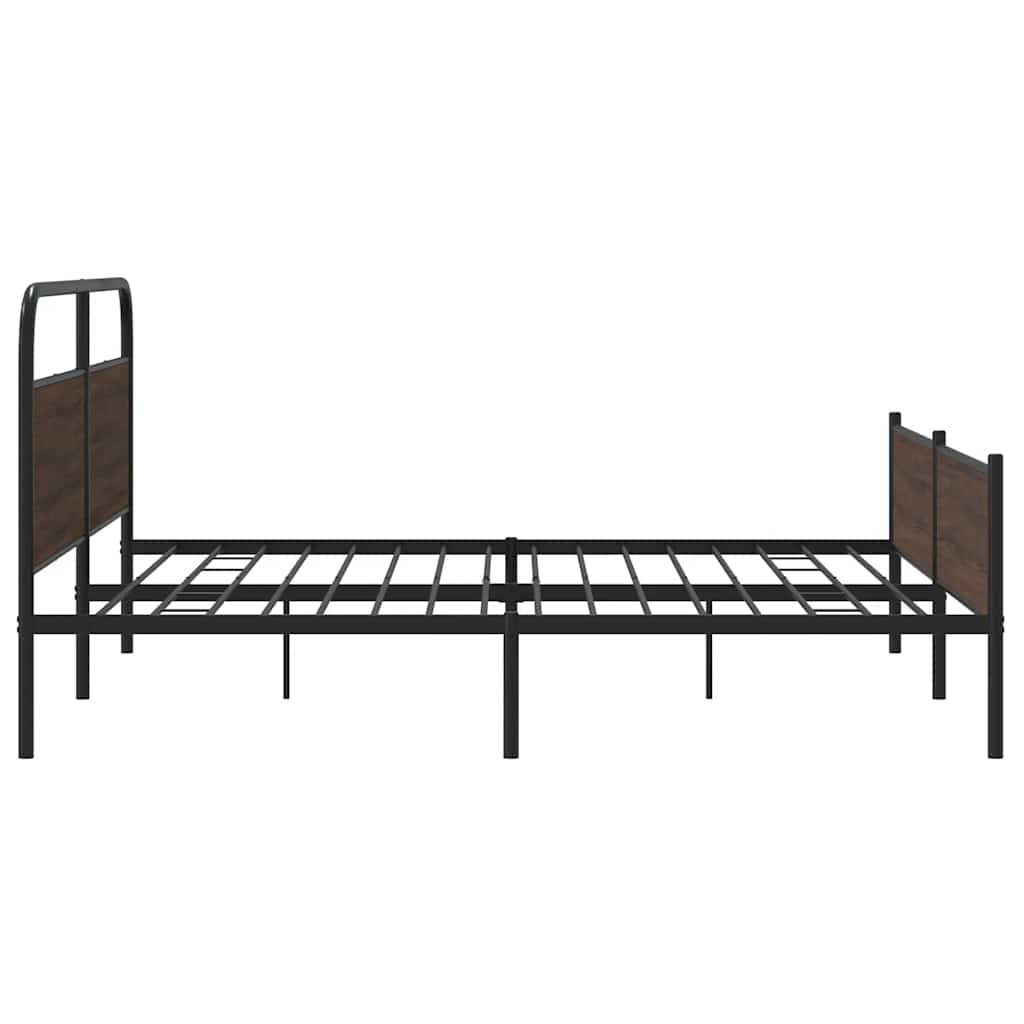Metal Bed Frame without Mattress Brown Oak 180x200 cm Super King