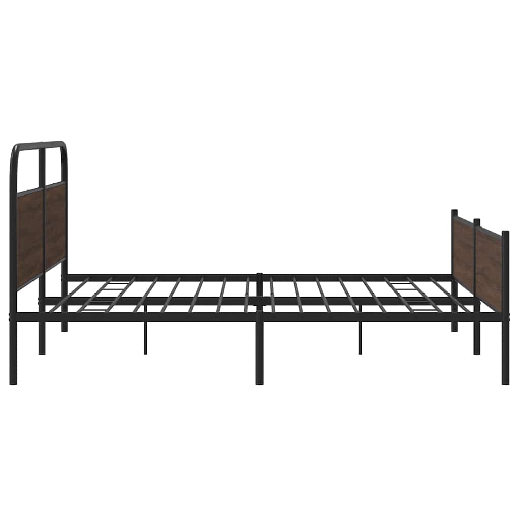 Metal Bed Frame without Mattress Brown Oak 200x200 cm