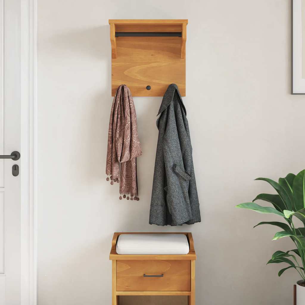 Wall-mounted Coat Rack SANDNES 43x30x42 cm Solid Wood Pine