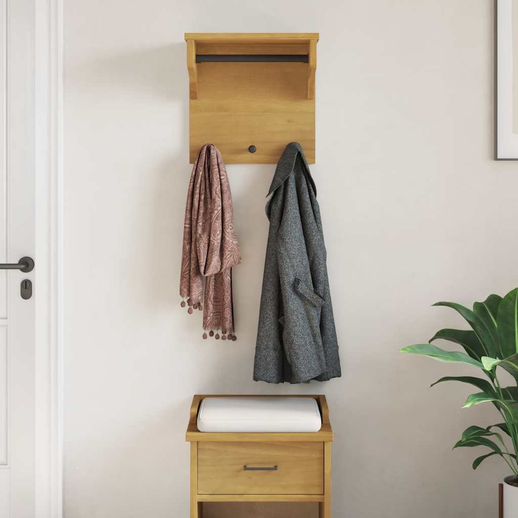 Wall-mounted Coat Rack SANDNES 43x30x42 cm Solid Wood Pine