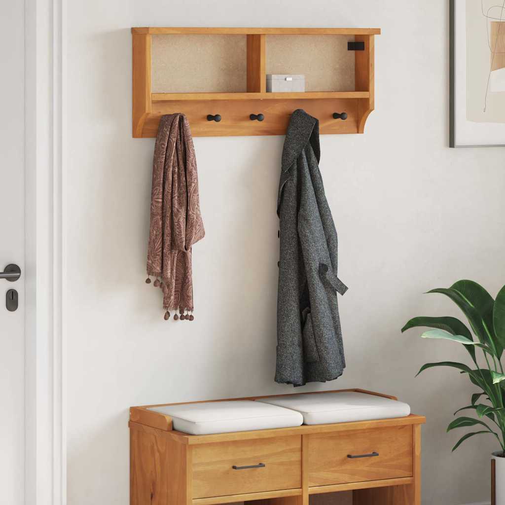 Wall-mounted Coat Rack SANDNES 87x12x35 cm Solid Wood Pine