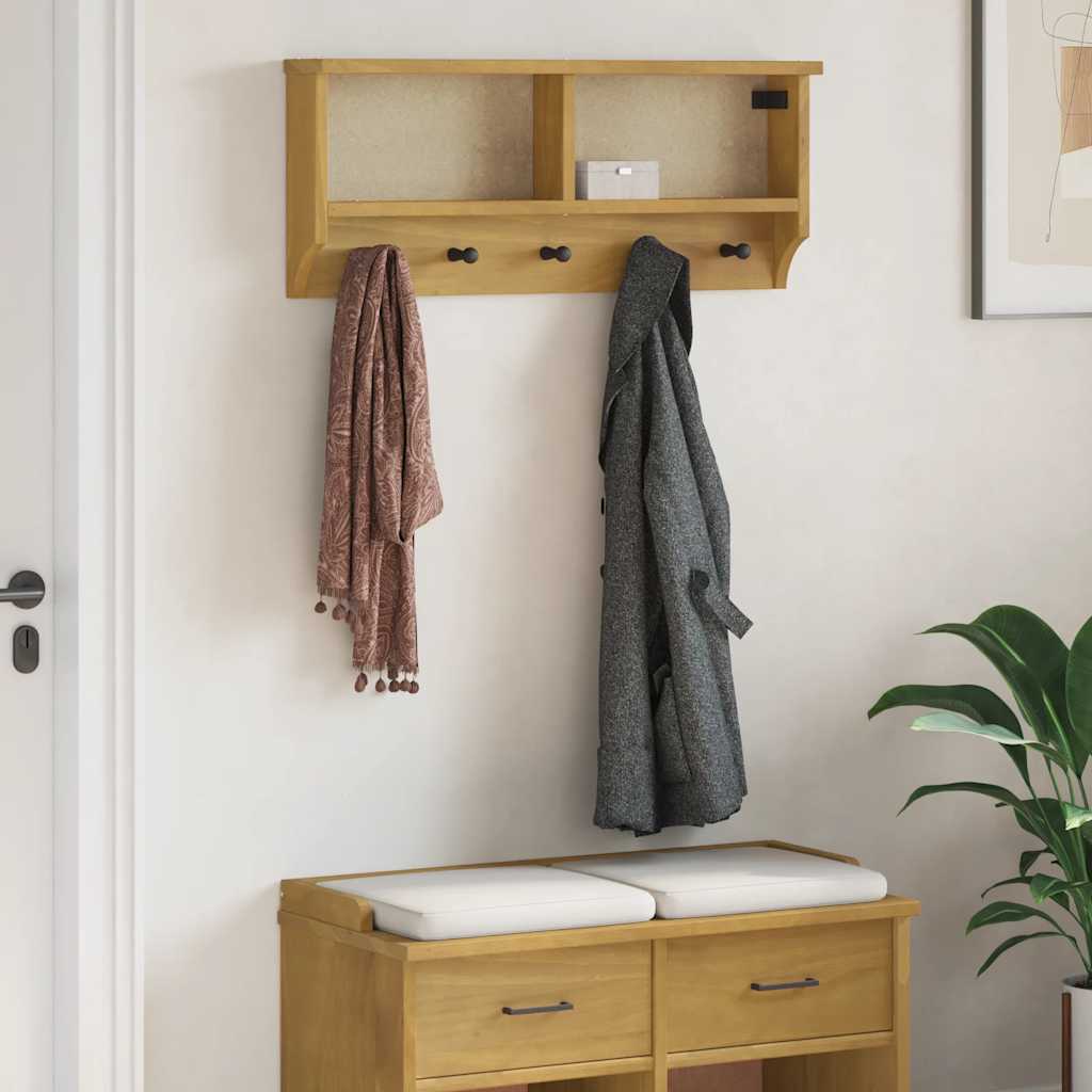 Wall-mounted Coat Rack SANDNES 87x12x35 cm Solid Wood Pine