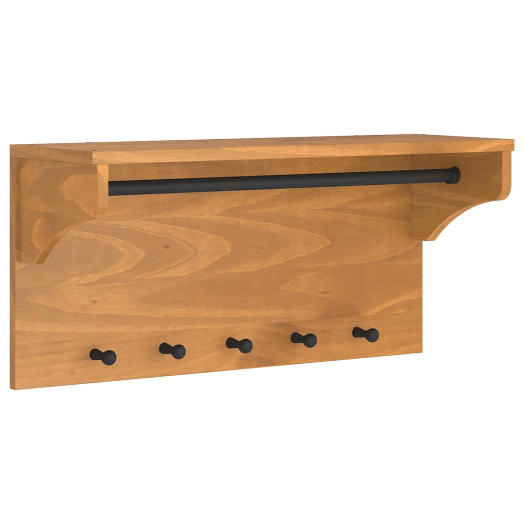 Wall-mounted Coat Rack SANDNES 87x30x42 cm Solid Wood Pine