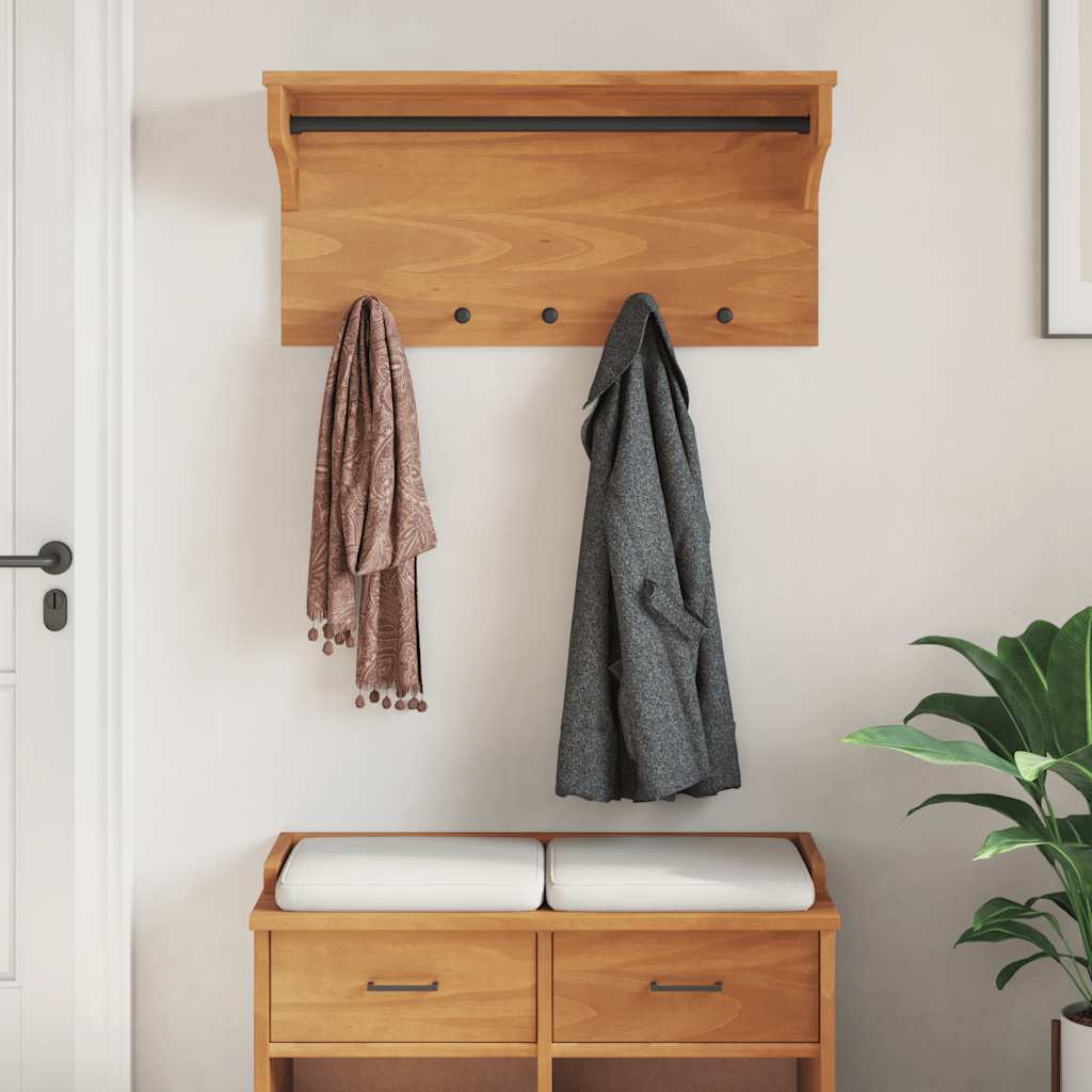 Wall-mounted Coat Rack SANDNES 87x30x42 cm Solid Wood Pine