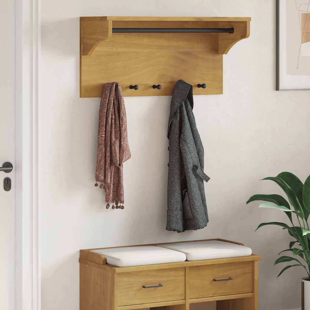 Wall-mounted Coat Rack SANDNES 87x30x42 cm Solid Wood Pine