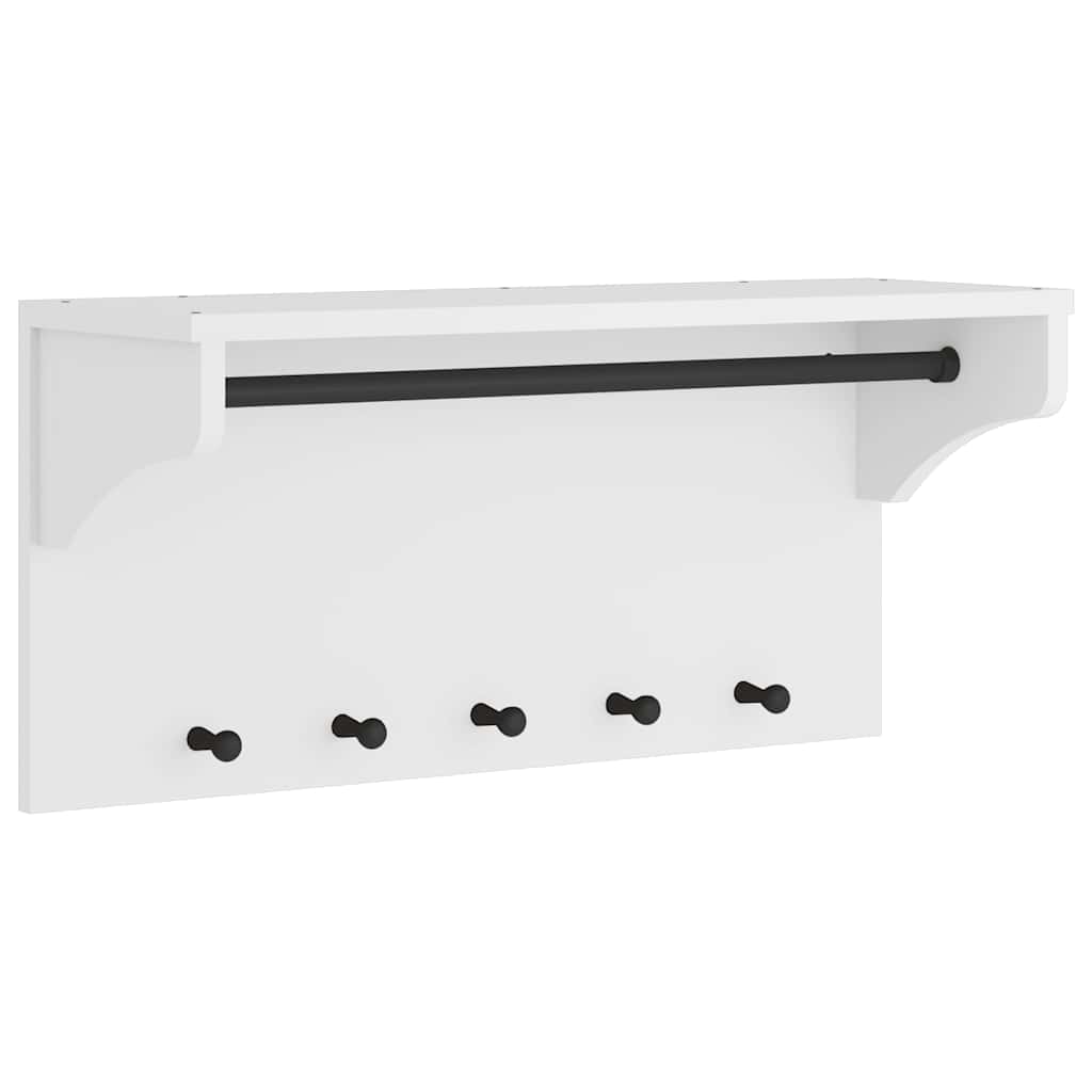Wall-mounted Coat Rack SANDNES White 87x30x42 cm Solid Wood Pine