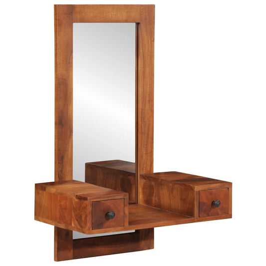 Wall Mirror With Drawers 60X33X90 Cm Solid Wood Acacia