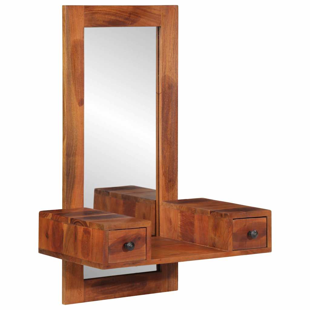 Wall Mirror With Drawers 60X33X90 Cm Solid Wood Acacia