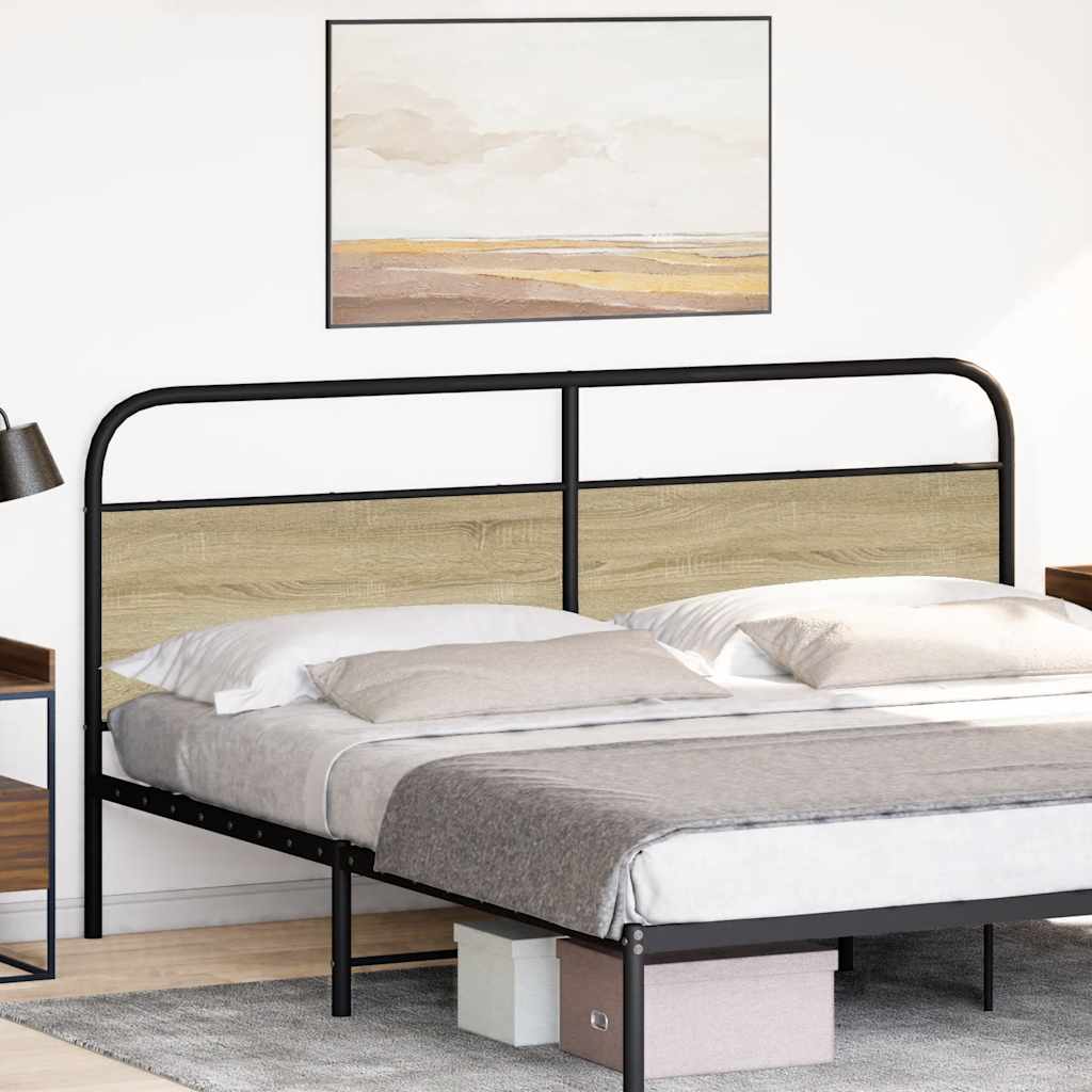 Headboard Sonoma Oak 200 cm Steel and Engineered Wood