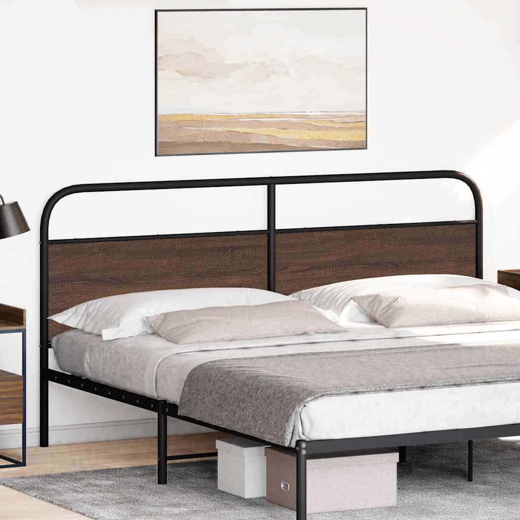 Headboard Brown Oak 200 cm Steel and Engineered Wood