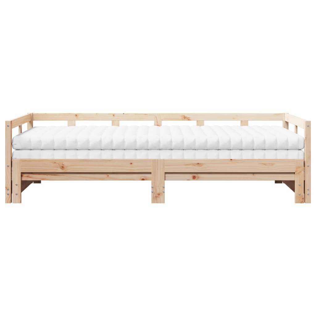 Daybed with Trundle and Mattresses 80x200 cm Solid Wood Pine