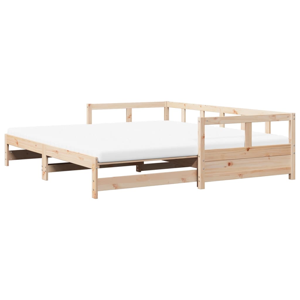Daybed with Trundle and Mattresses 80x200 cm Solid Wood Pine