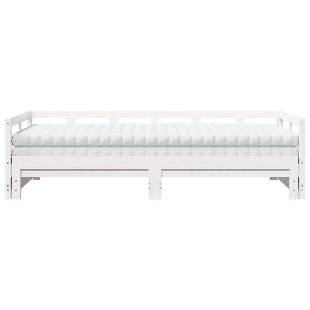 Daybed with Trundle and Mattresses White 80x200 cm Solid Wood Pine