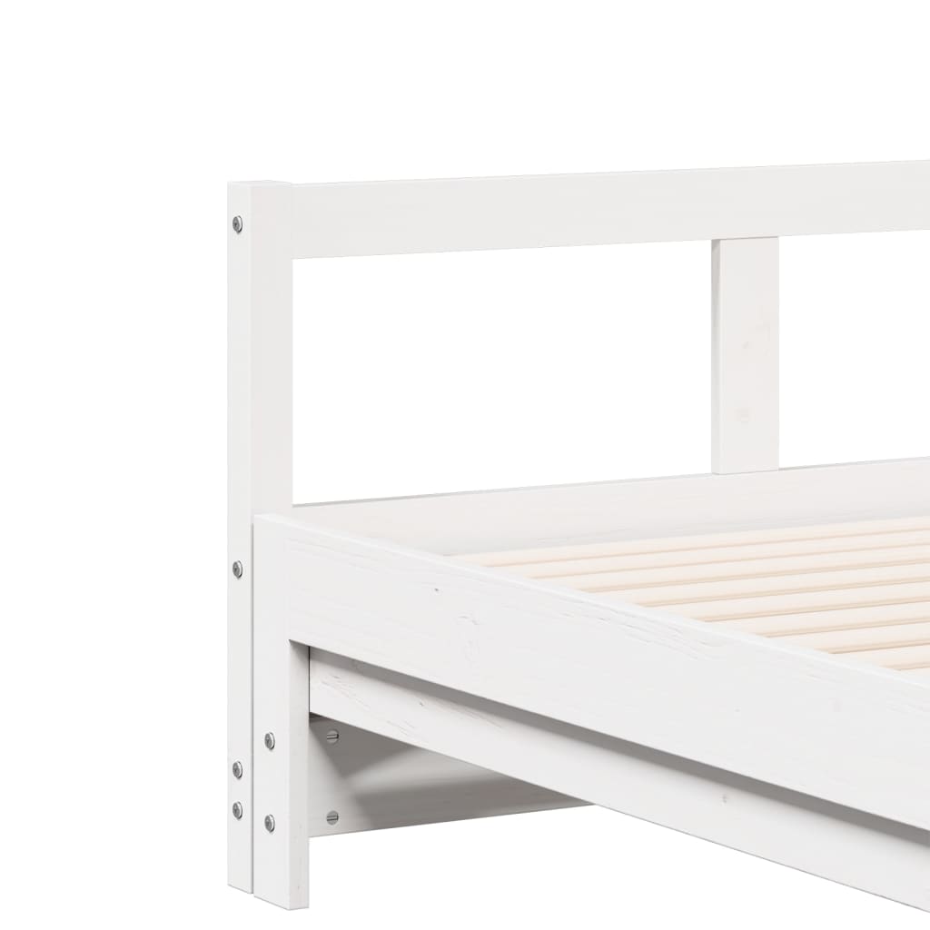 Daybed with Trundle and Mattresses White 80x200 cm Solid Wood Pine