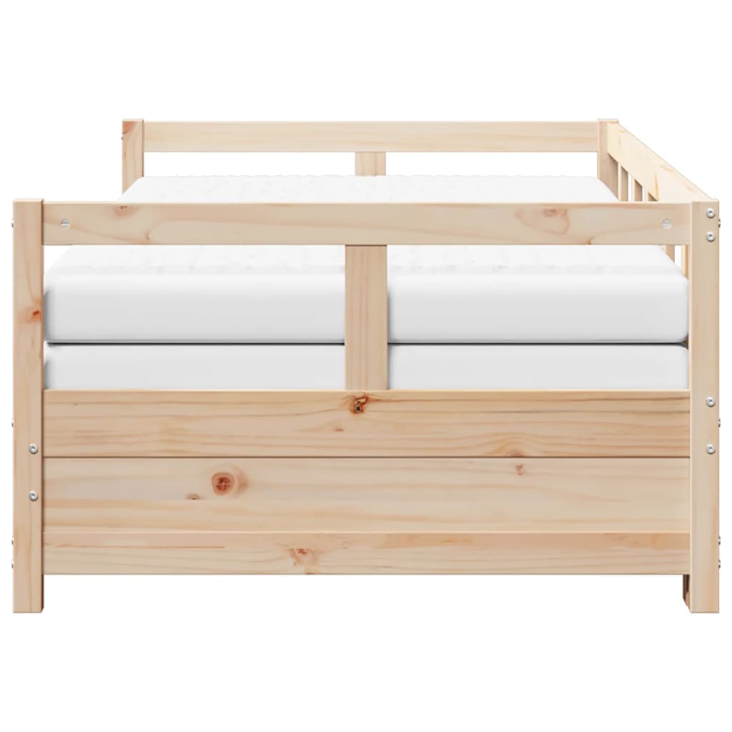 Daybed with Trundle and Mattresses 90x200 cm Solid Wood Pine