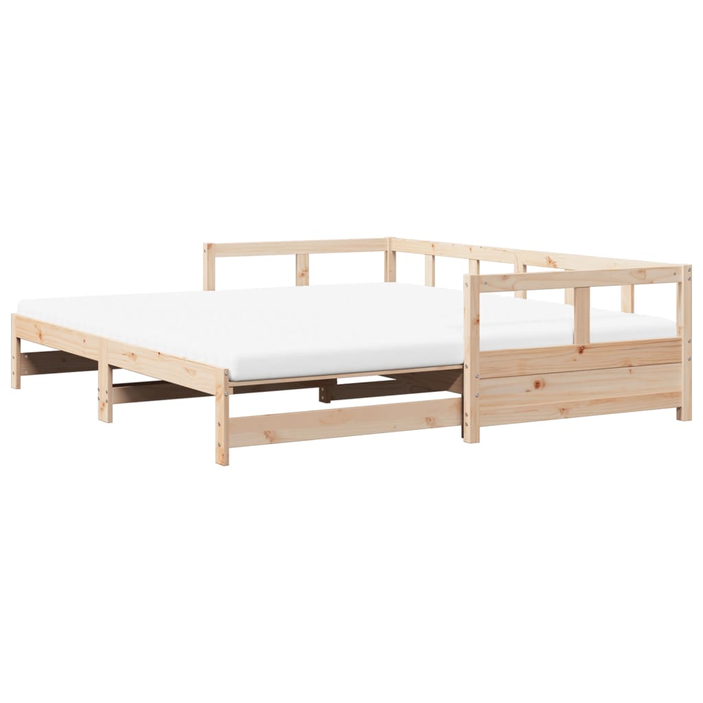 Daybed with Trundle and Mattresses 90x200 cm Solid Wood Pine