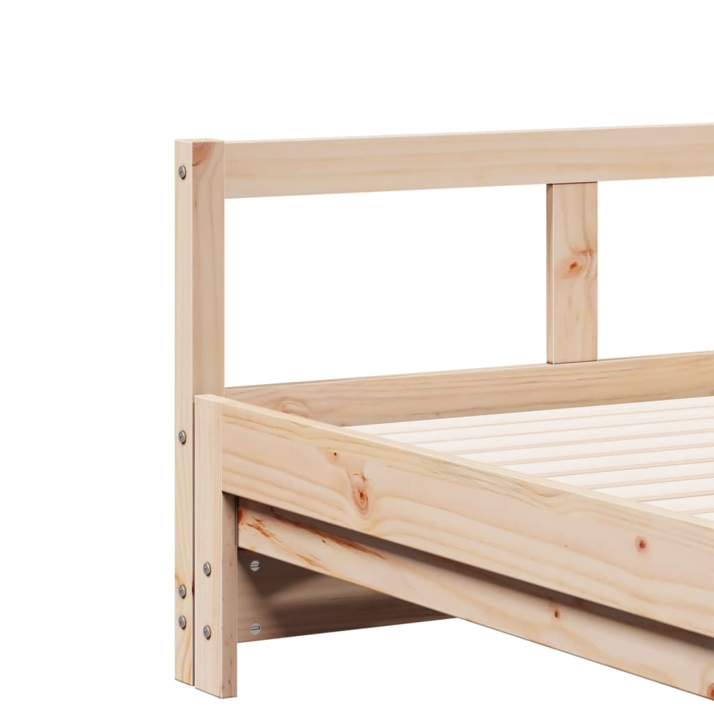 Daybed with Trundle and Mattresses 90x200 cm Solid Wood Pine