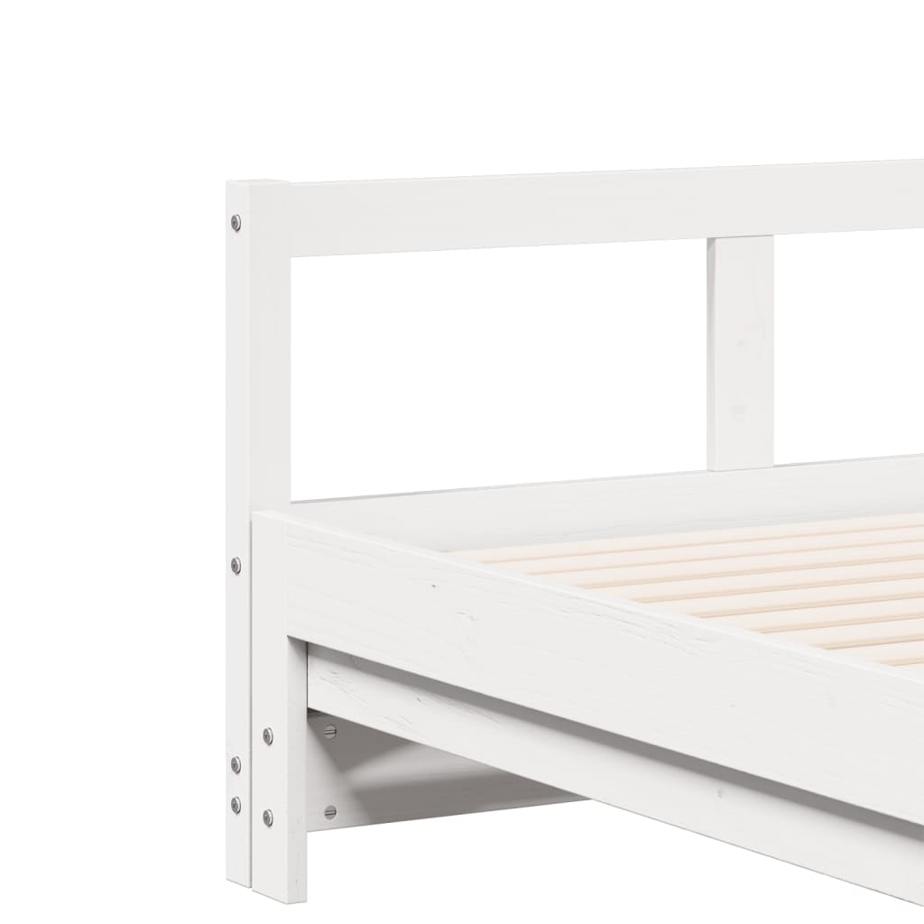 Daybed with Trundle and Mattresses White 90x200 cm Solid Wood Pine