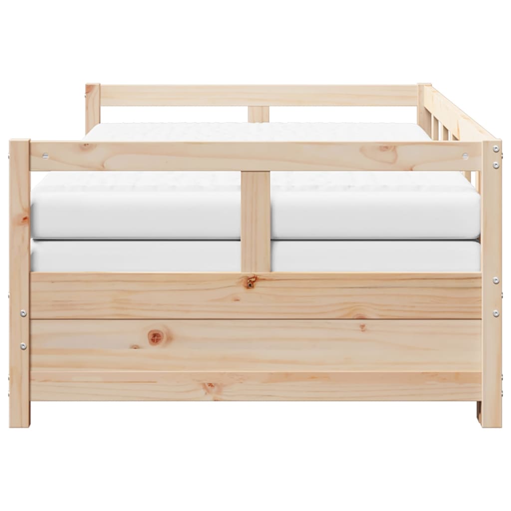Daybed with Trundle and Mattresses 90x190 cm Solid Wood Pine