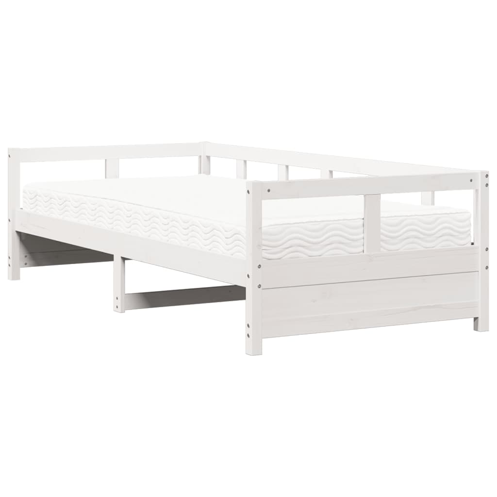 Daybed with Mattress White 80x200 cm Solid Wood Pine