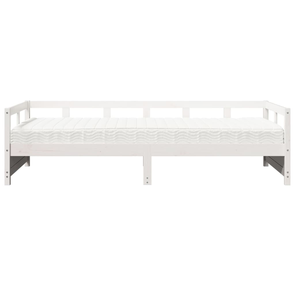Daybed with Mattress White 80x200 cm Solid Wood Pine