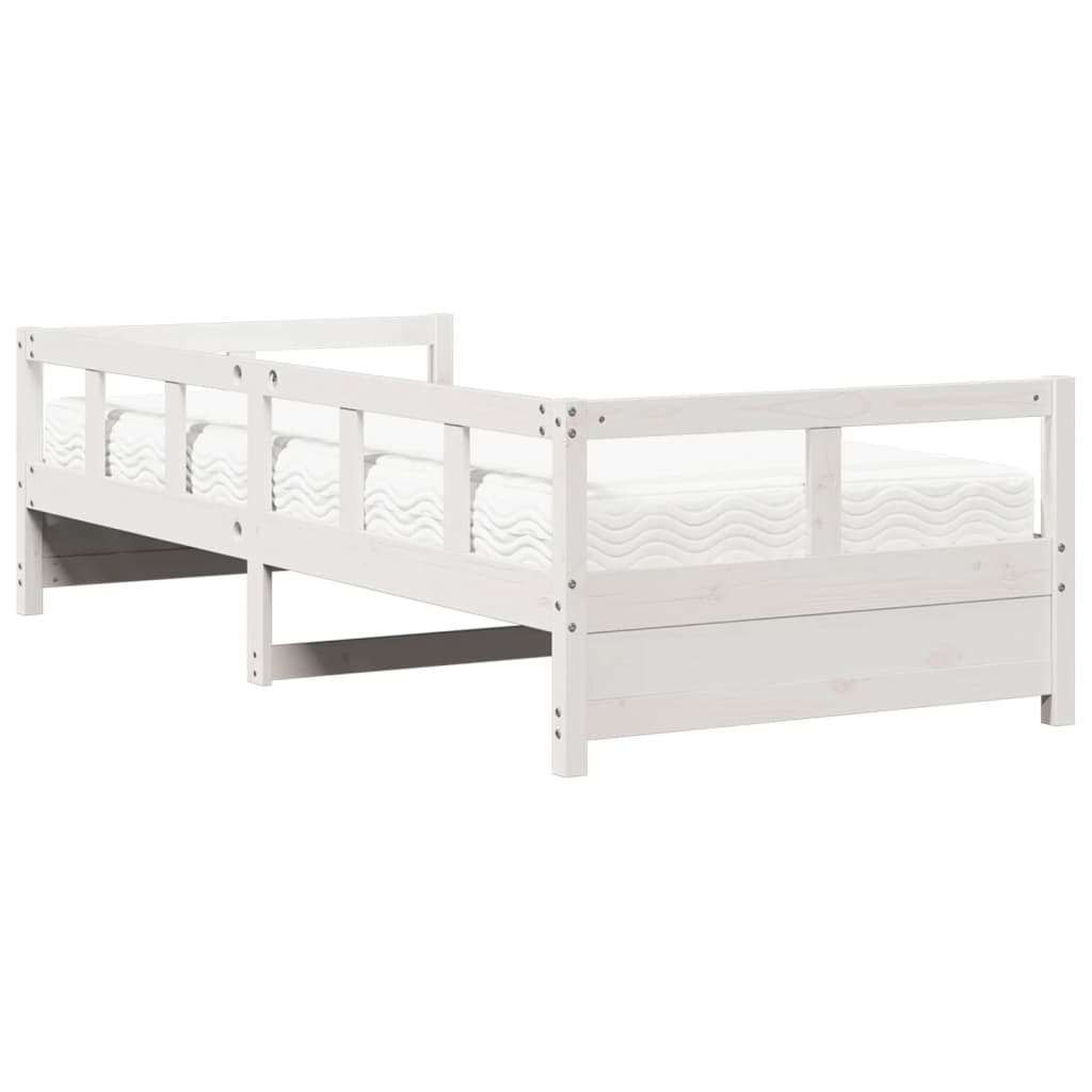 Daybed with Mattress White 80x200 cm Solid Wood Pine