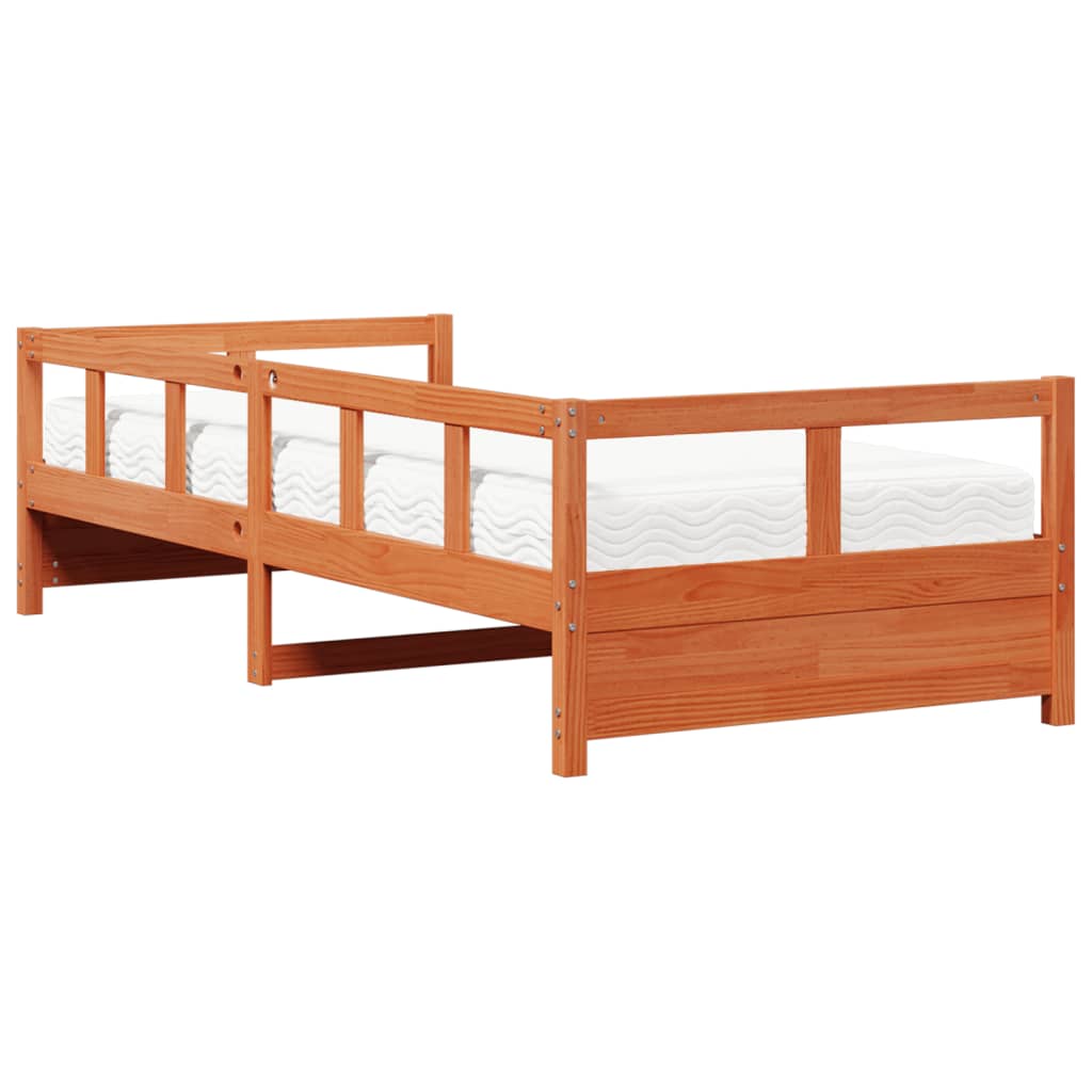 Daybed with Mattress Wax Brown 80x200 cm Solid Wood Pine