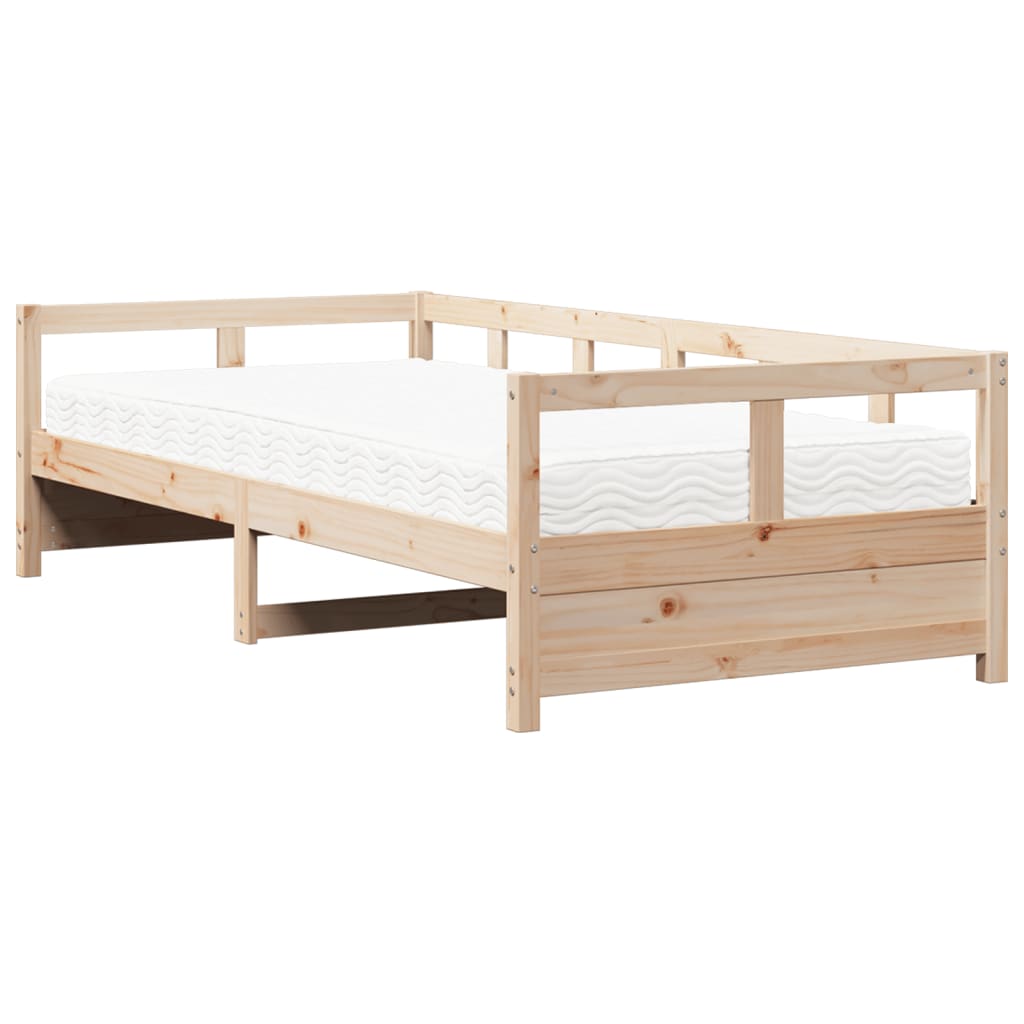 Daybed with Mattress 90x200 cm Solid Wood Pine