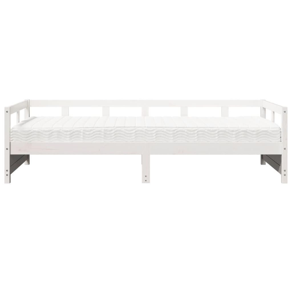 Daybed with Mattress White 90x200 cm Solid Wood Pine