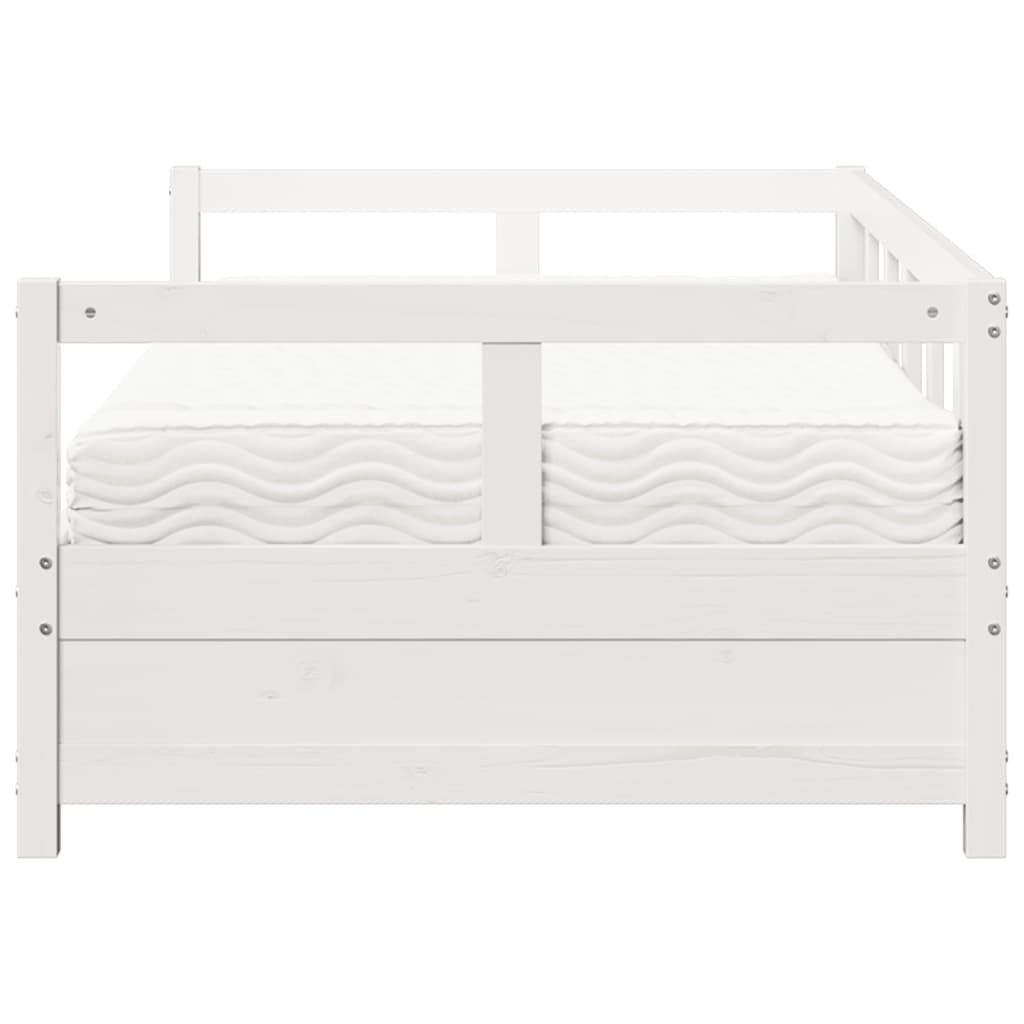 Daybed with Mattress White 90x200 cm Solid Wood Pine