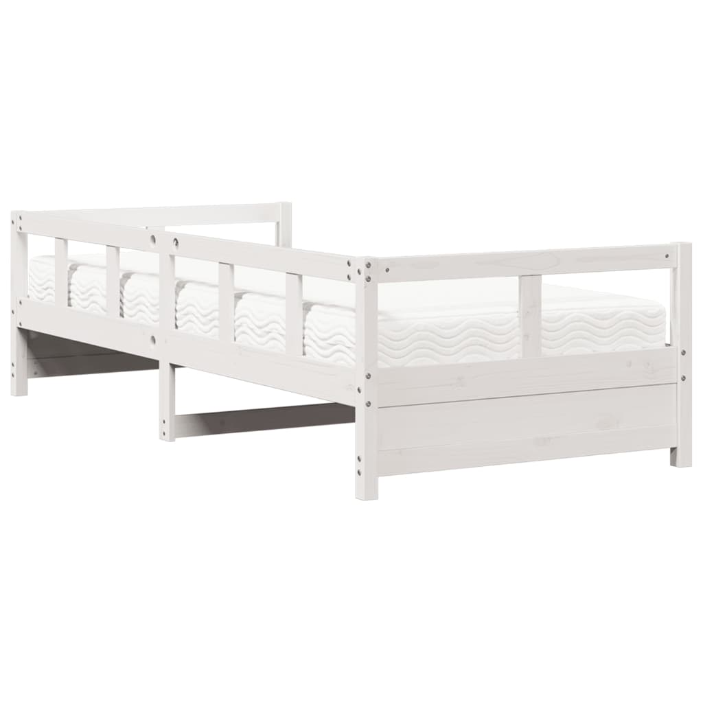 Daybed with Mattress White 90x200 cm Solid Wood Pine