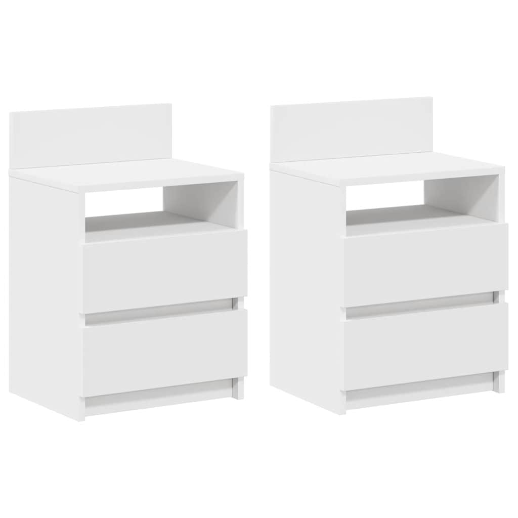 Bedside Cabinets 2 pcs with 2 Drawers White 40x33x60 cm