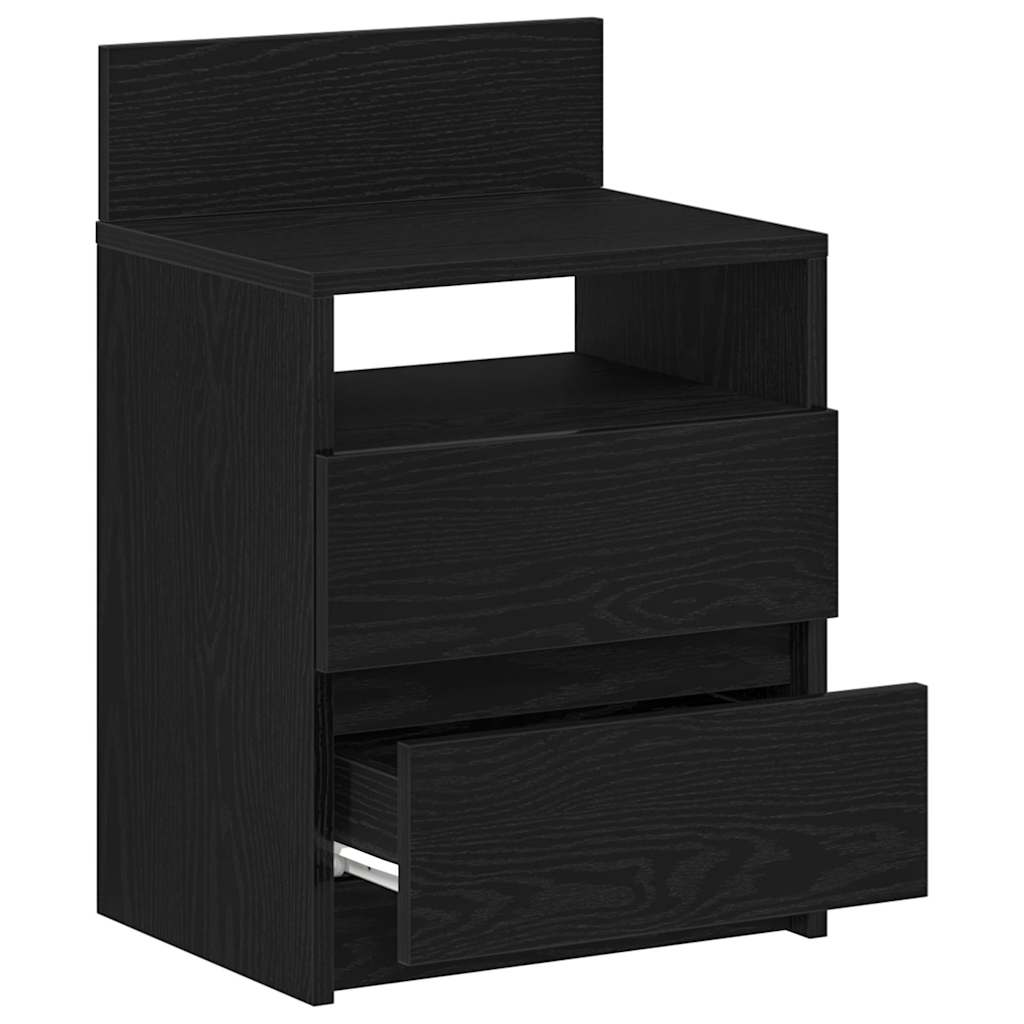 Bedside Cabinet with 2 Drawers Black 40x33x60 cm