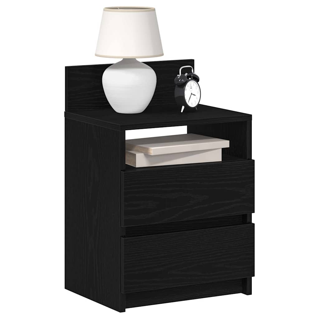 Bedside Cabinet with 2 Drawers Black 40x33x60 cm