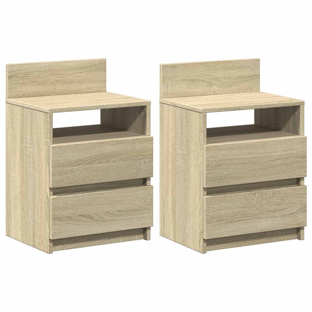 Bedside Cabinets 2 pcs with 2 Drawers Sonoma Oak 40x33x60 cm
