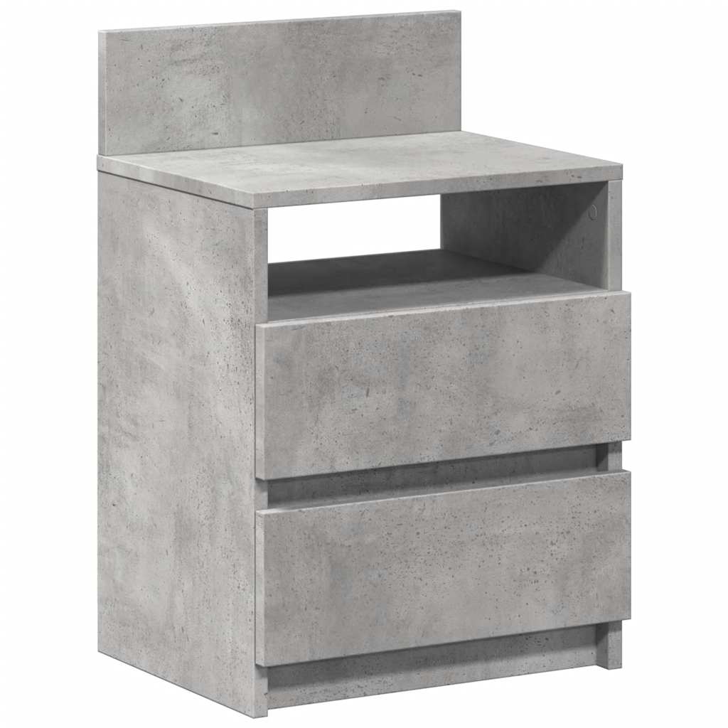 Bedside Cabinet with 2 Drawers Concrete Grey 40x33x60 cm