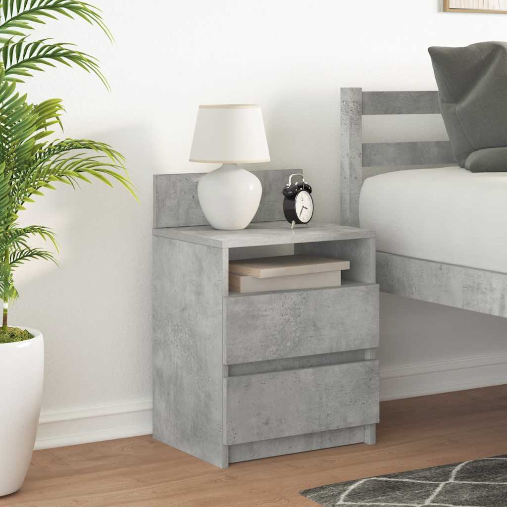 Bedside Cabinet with 2 Drawers Concrete Grey 40x33x60 cm
