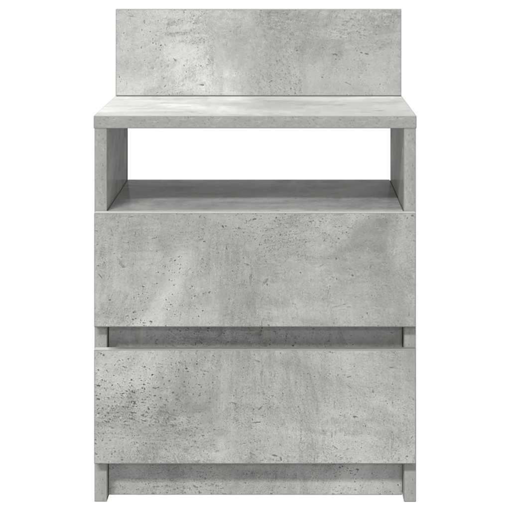 Bedside Cabinet with 2 Drawers Concrete Grey 40x33x60 cm