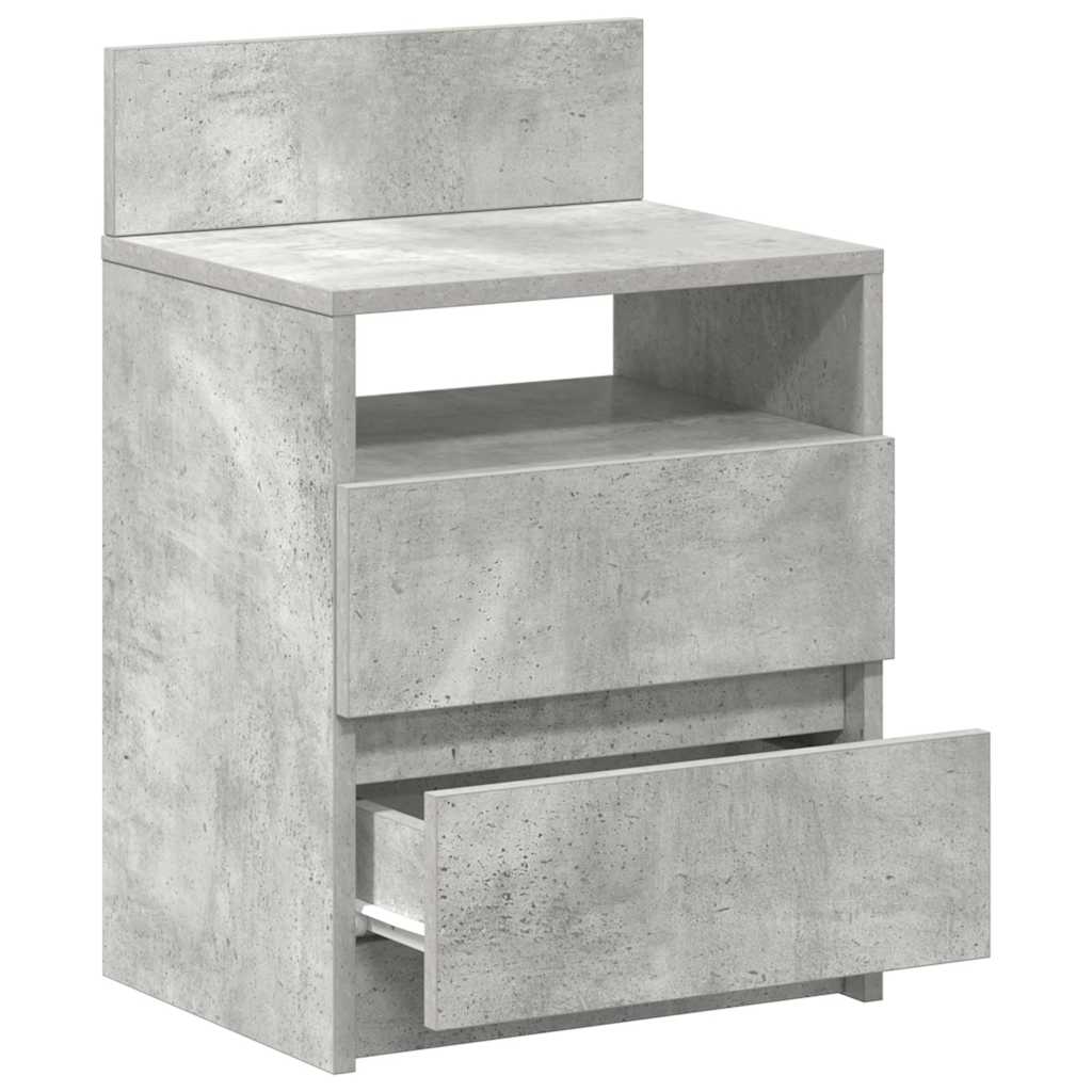 Bedside Cabinet with 2 Drawers Concrete Grey 40x33x60 cm