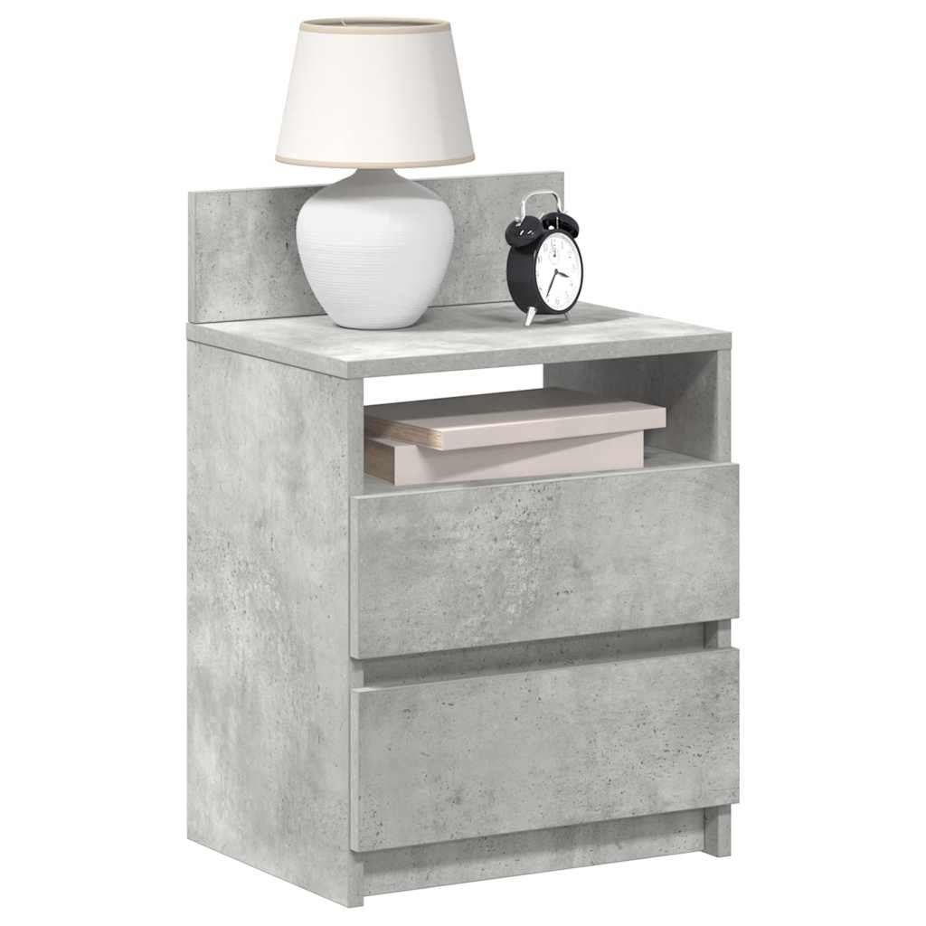 Bedside Cabinet with 2 Drawers Concrete Grey 40x33x60 cm
