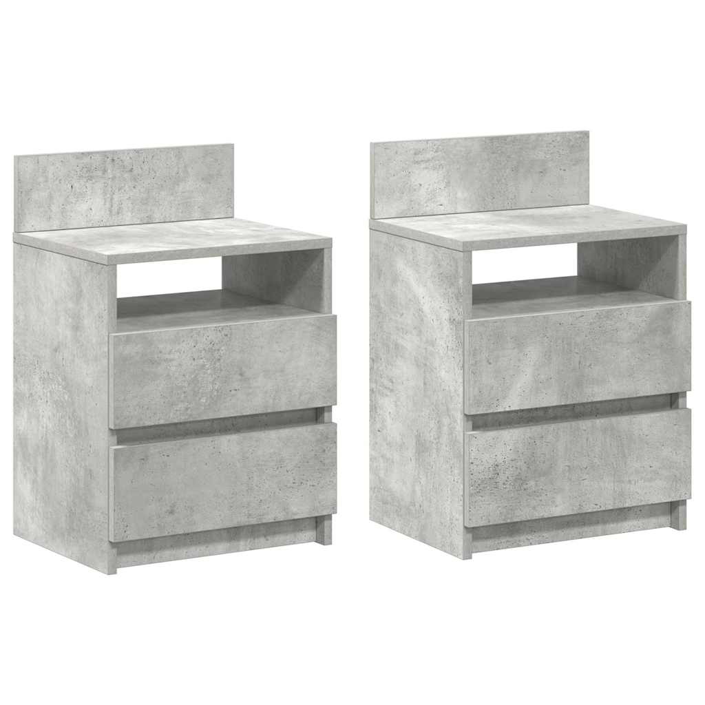 Bedside Cabinets 2 pcs with 2 Drawers Concrete Grey 40x33x60 cm