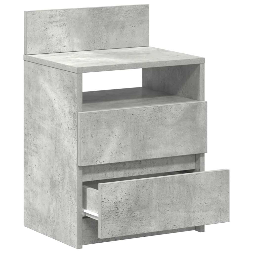 Bedside Cabinets 2 pcs with 2 Drawers Concrete Grey 40x33x60 cm