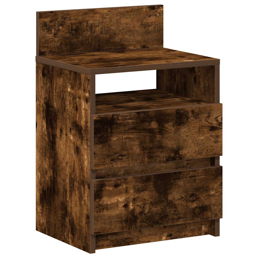 Bedside Cabinet with 2 Drawers Smoked Oak 40x33x60 cm
