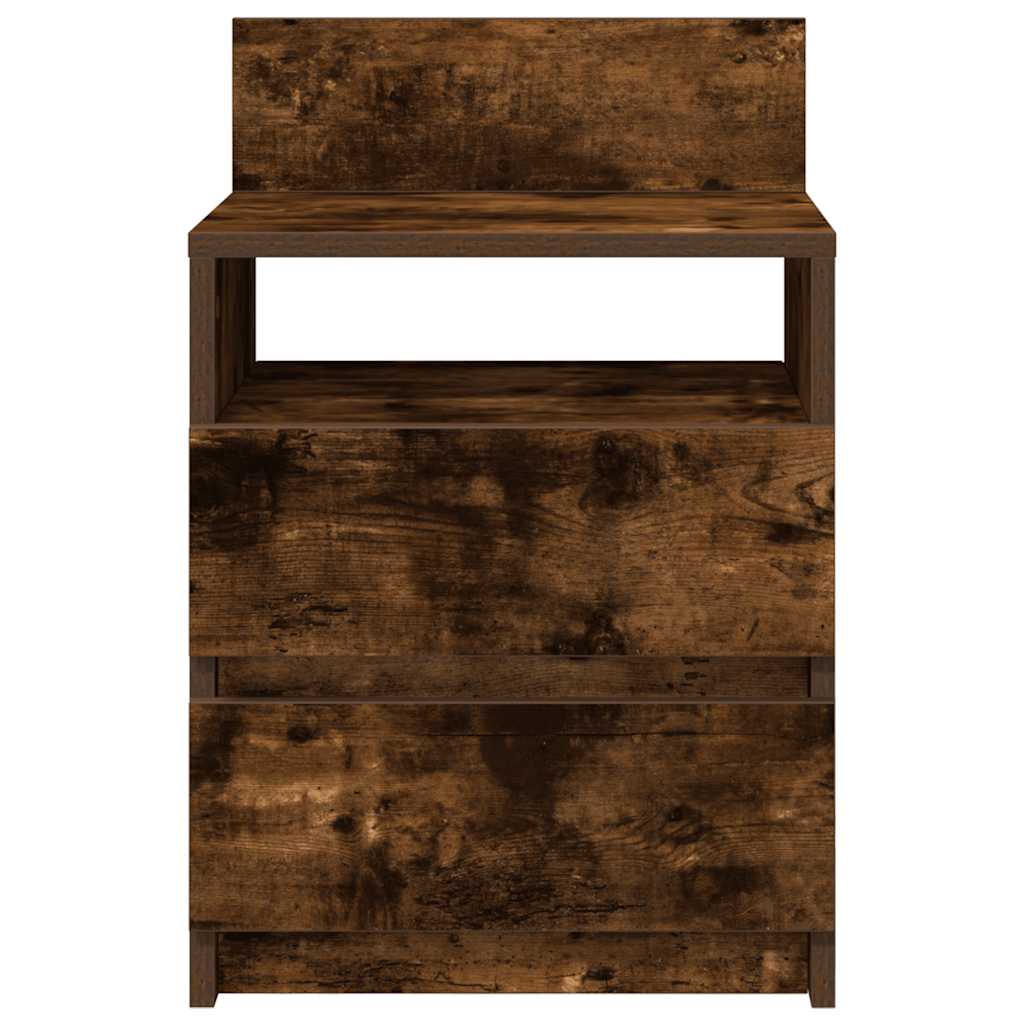 Bedside Cabinet with 2 Drawers Smoked Oak 40x33x60 cm
